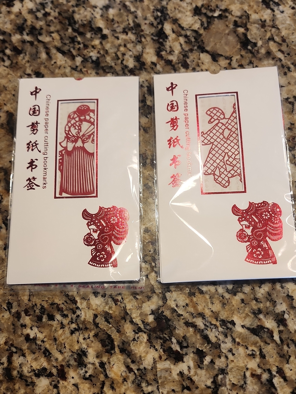 Chinese Paper Cutting Bookmarks - Red Design (Set of 2)